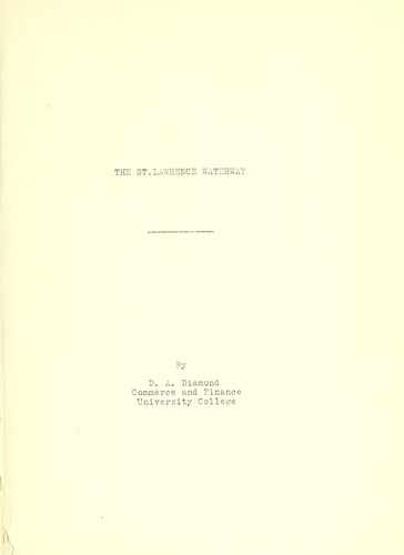 Cover for The St. Lawrence waterway.
