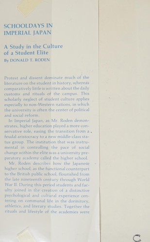 Cover for Schooldays in Imperial Japan