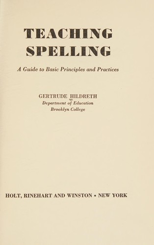 Cover for Teaching spelling