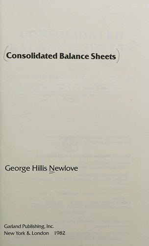 Cover for Consolidated balance sheets
