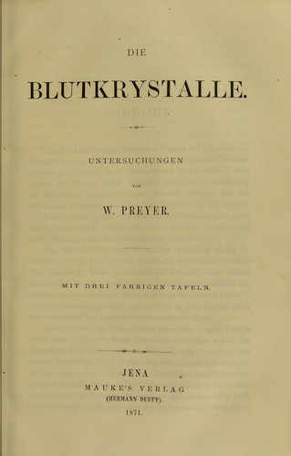 Cover for Die Blutkrystalle
