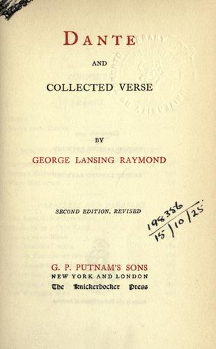 Cover for Dante, and collected verse.
