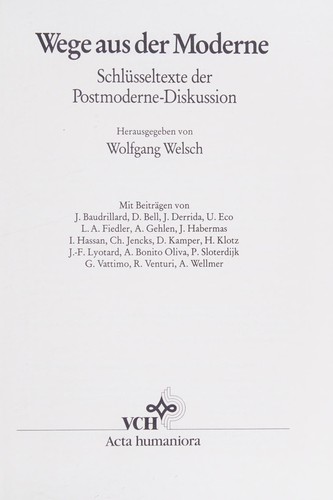 Cover for Wege Aus Der Moderne
