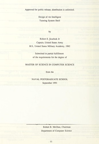 Cover for Design of an Intelligent Tutoring System shell