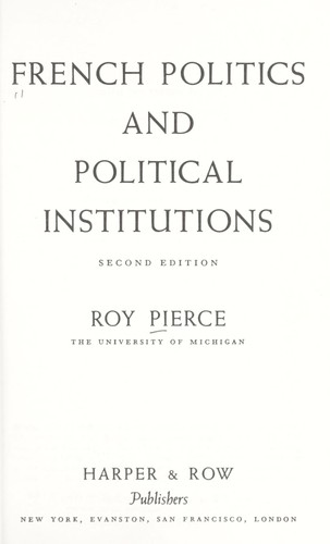 Cover for French politics and political institutions.