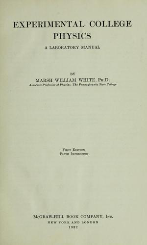 Cover for Experimental college physics