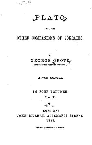 Cover for Plato, and the other companions of Sokrates.