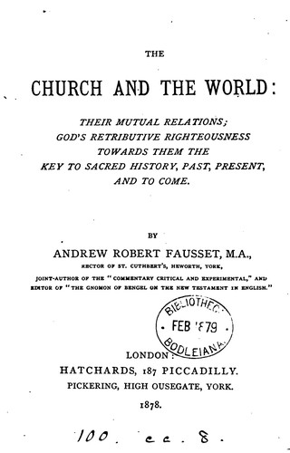 Cover for The Church and the world. [6 lects.].