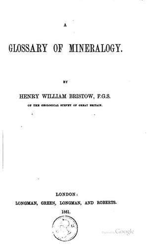 Cover for A Glossary of Mineralogy