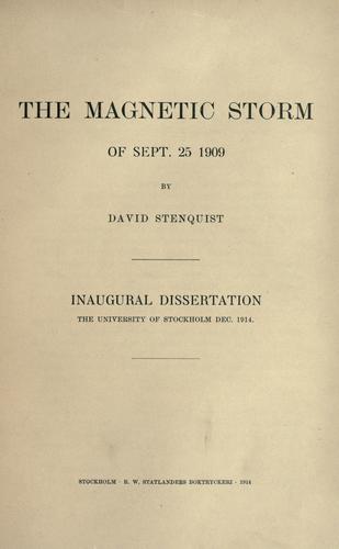 Cover for The magnetic storm of Sept. 25, 1909.