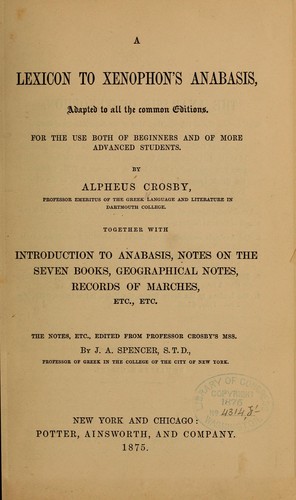 Cover for A lexicon to Xenophon's Anabasis ...