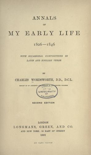 Cover for Annals of my early life, 1806-1846