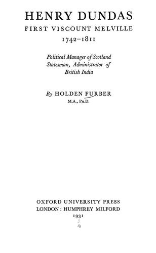 Cover for Henry Dundas