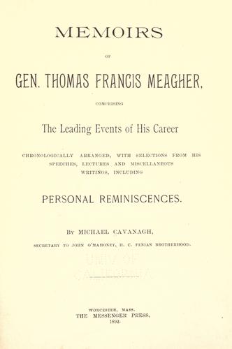 Cover for Memoirs of Gen. Thomas Francis Meagher