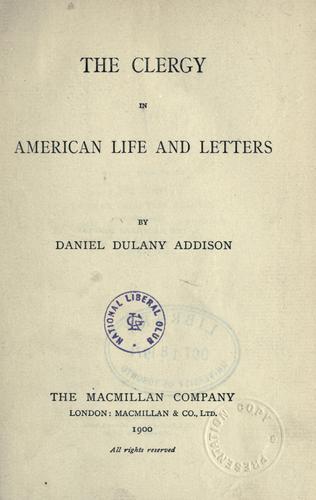 Cover for The clergy in American life and letters.