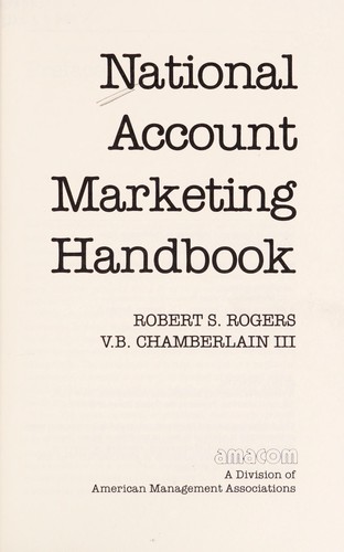 Cover for National account marketing handbook
