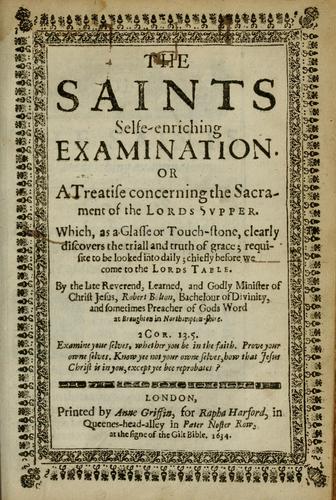 Cover for The saints selfe-enriching examination