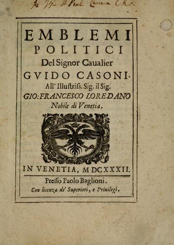 Cover for Emblemi politici del Signor caualier Guido Casoni