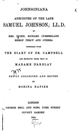Cover for Johnsoniana: Anecdotes of the Late Samuel Johnson
