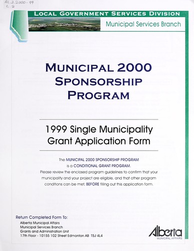 Cover for Municipal 2000 Sponsorship Program