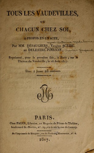 Cover for Tous les vaudevilles