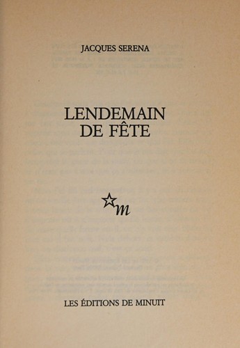 Cover for Lendemain de fête