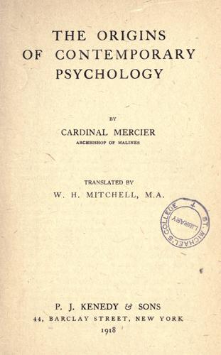 Cover for The origins of contemporary psychology