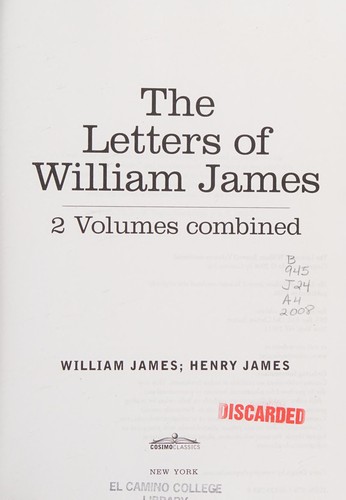 Cover for The Letters of William James