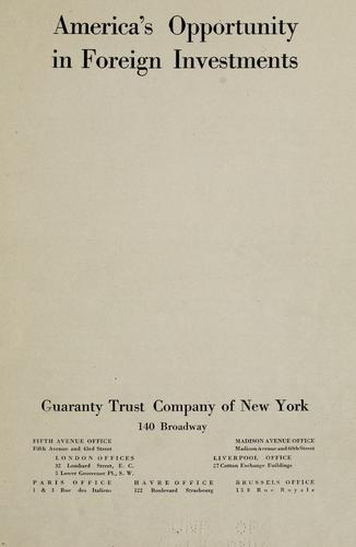 Cover for America's opportunity in foreign investments.