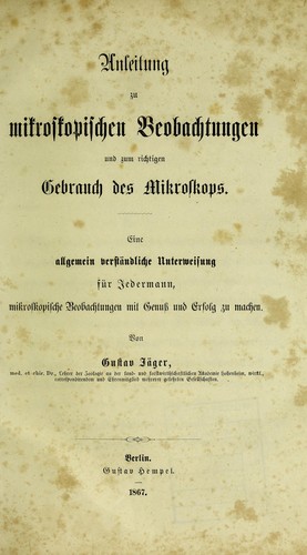 Cover for Anleitung zu mikroskopischen Beobachtungen und zum Gebrauch des Mikroskops