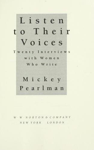 Cover for Listen to their voices