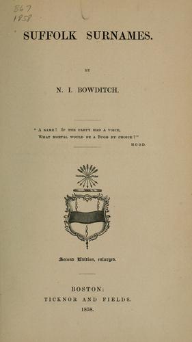 Cover for Suffolk surnames
