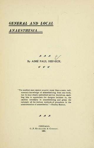 Cover for General and local anaesthesia