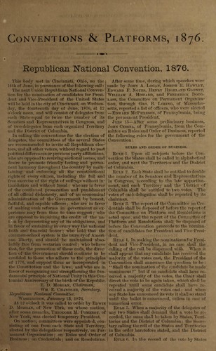 Cover for Conventions & platforms, 1876