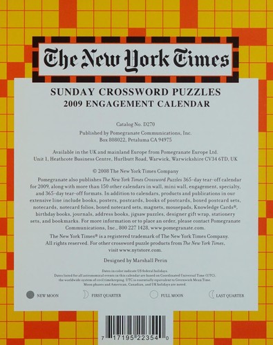 Cover for The New York Times Sunday Crossword Puzzles 2009 Engagement Calendar