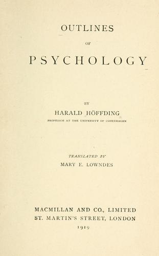 Cover for Outlines of psychology