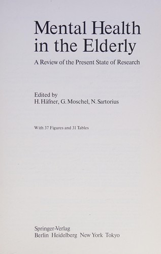 Cover for Mental health in the elderly