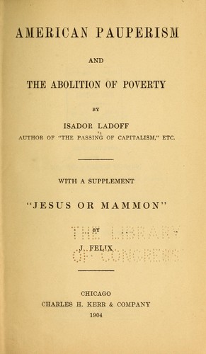 Cover for American pauperism and the abolition of poverty
