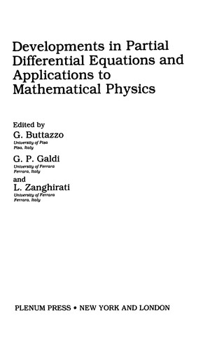 Cover for Developments in partial differential equations and applications to mathematical physics