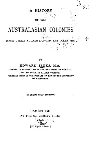 Cover for history of the Australasian colonies