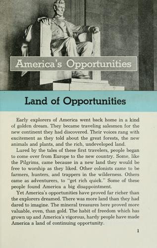 Cover for America's Opportunities.