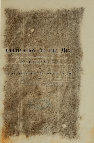Cover for Cultivation of the mind