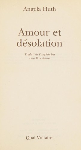 Cover for Amour et désolation