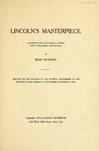 Cover for Lincoln's masterpiece