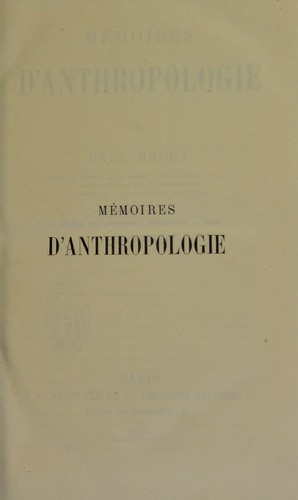 Cover for M©♭moires d'anthropologie