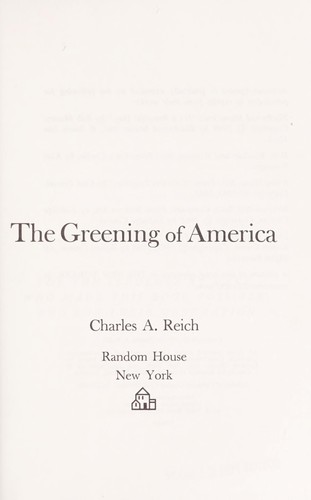 Cover for The greening of America