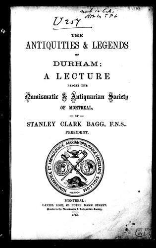 Cover for The antiquities & legends of Durham