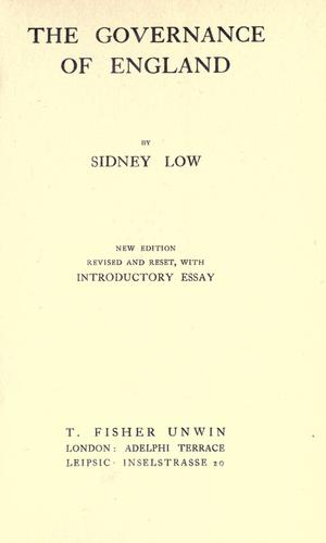Cover for The governance of England