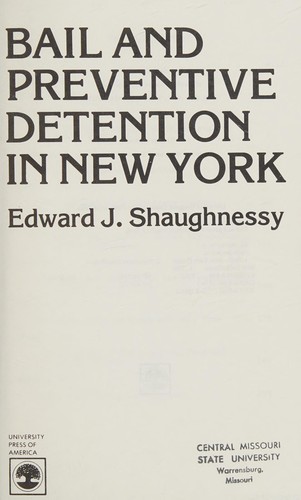 Cover for Bail and preventive detention in New York