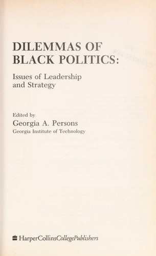 Cover for Dilemmas of Black Politics